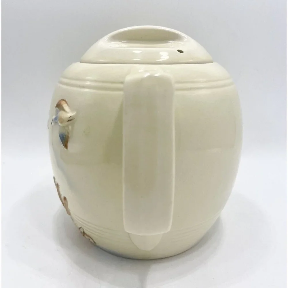 Vintage Porcelier Tea Pot Ducks Flying Vitreous China Lake Cattails Made in USA